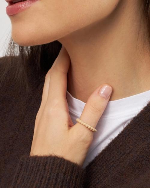 Ring on-model showing beaded band on finger — jewellery photography GoPackshot