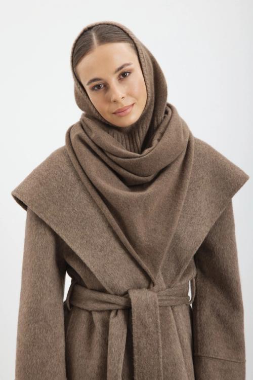 Knitted balaclava hood on-model photography for accessories ecommerce — GoPackshot