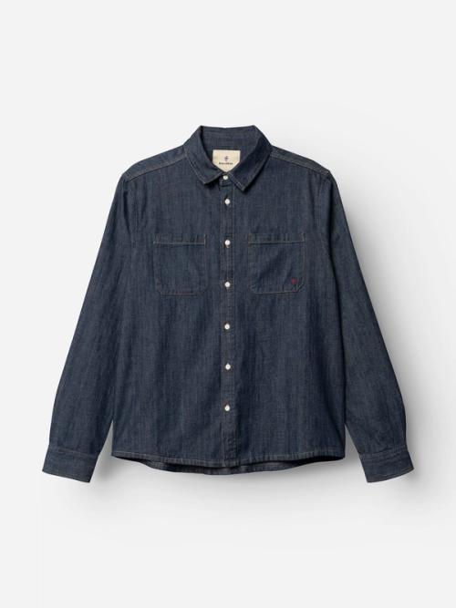 Denim shirt flat-lay packshot — ecommerce studio GoPackshot