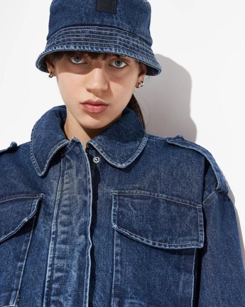 Denim jacket on-model close-up — fashion studio GoPackshot