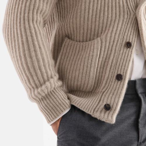 Cardigan cuff button detail photography — menswear studio GoPackshot