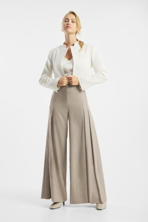Palazzo trousers on-model photography in studio — womenswear ecommerce GoPackshot