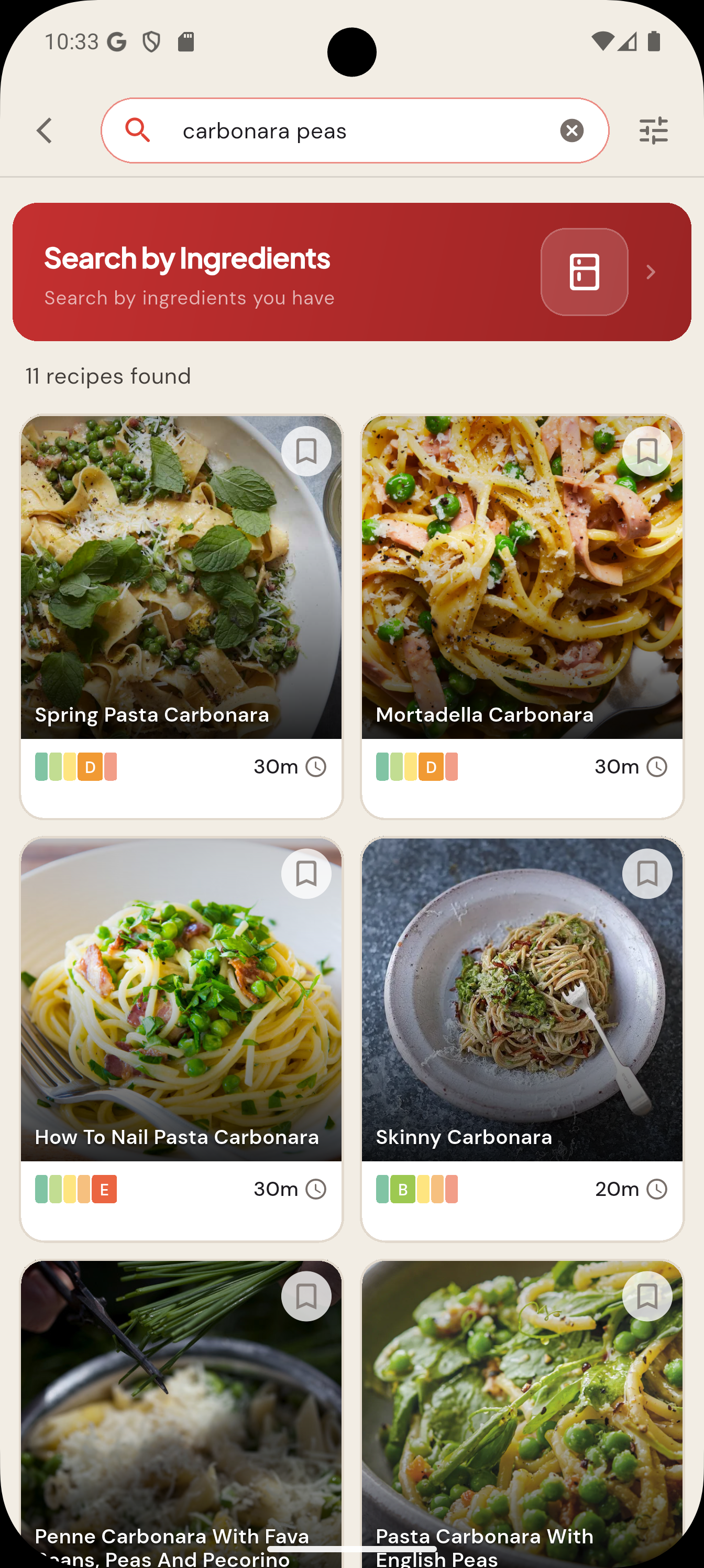Search by recipe title and ingredients
