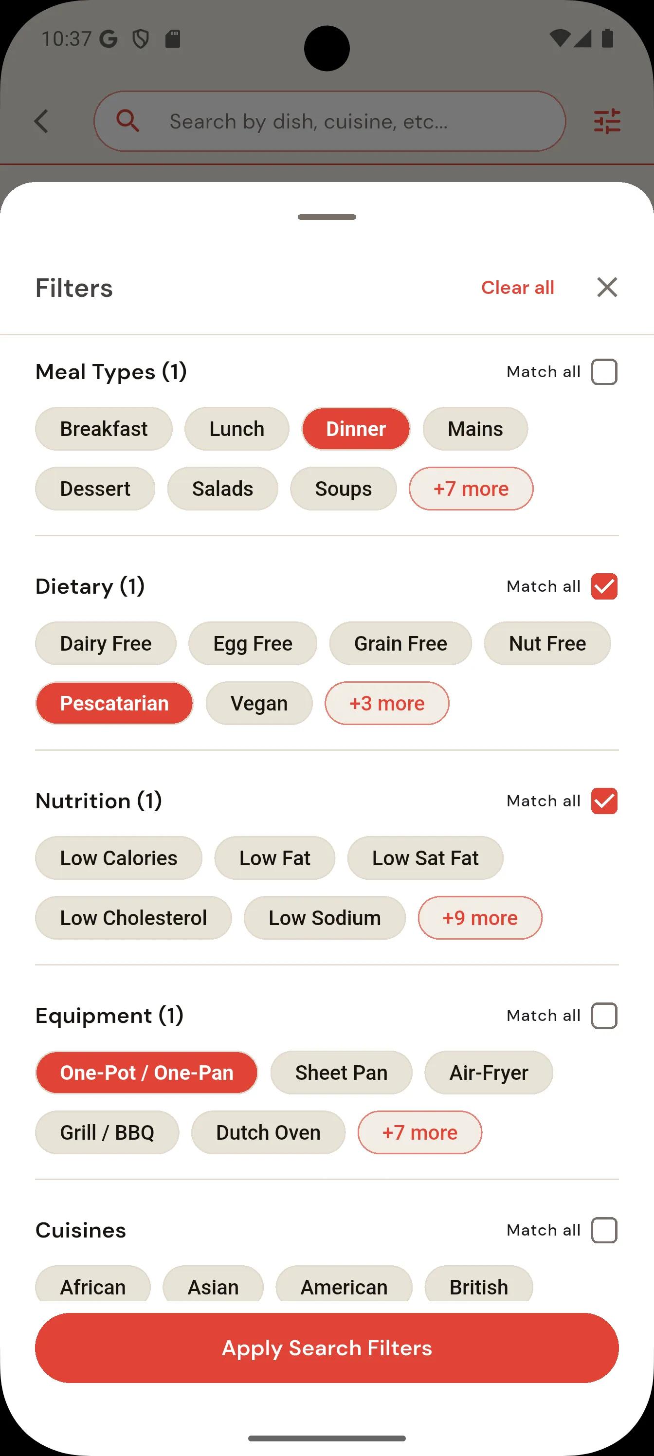 Select the filters