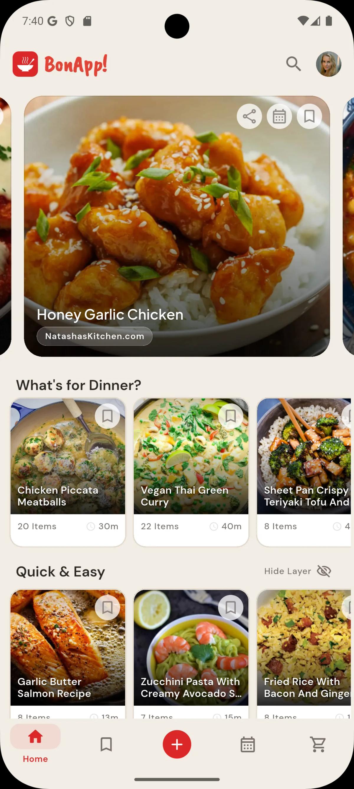 Screenshot of BonApp! Home page