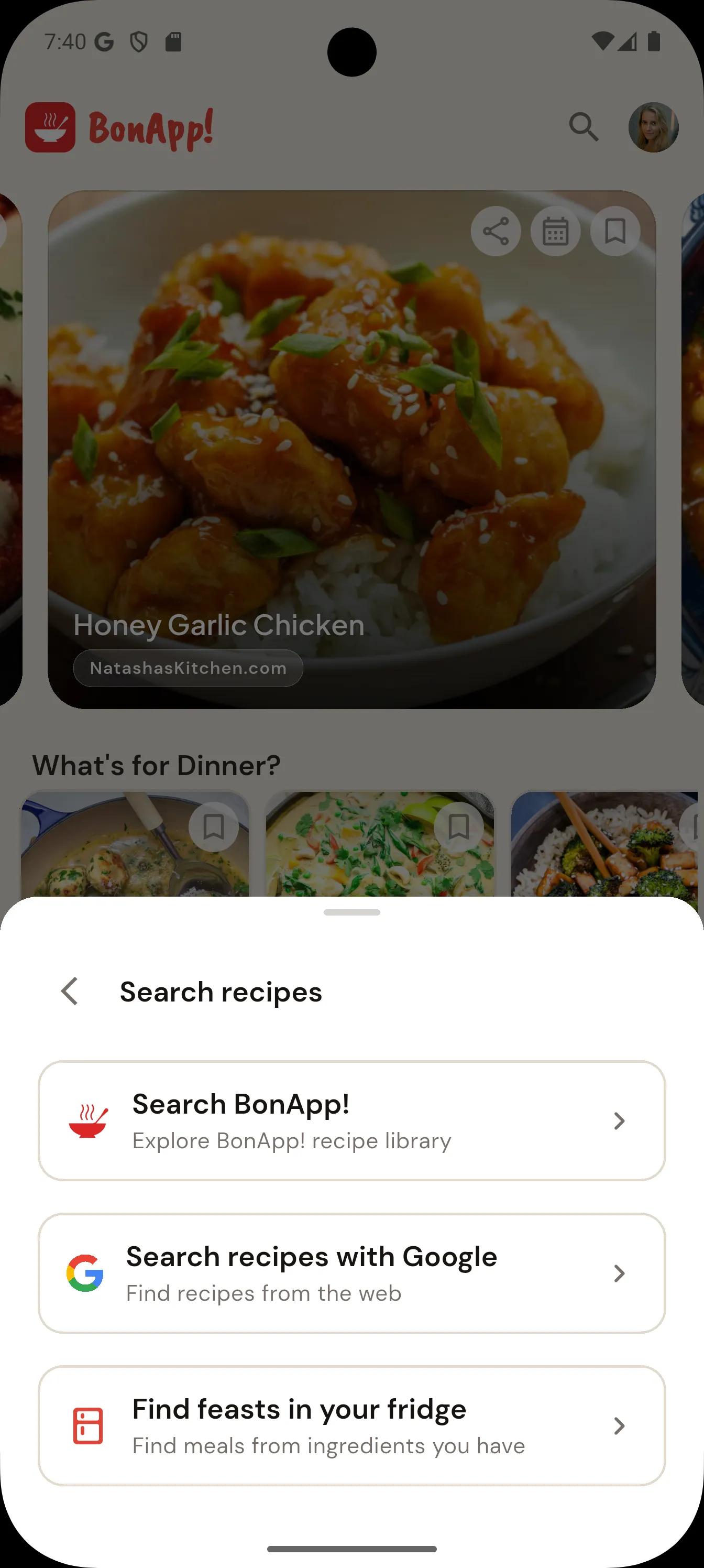Finding recipes with BonApp!