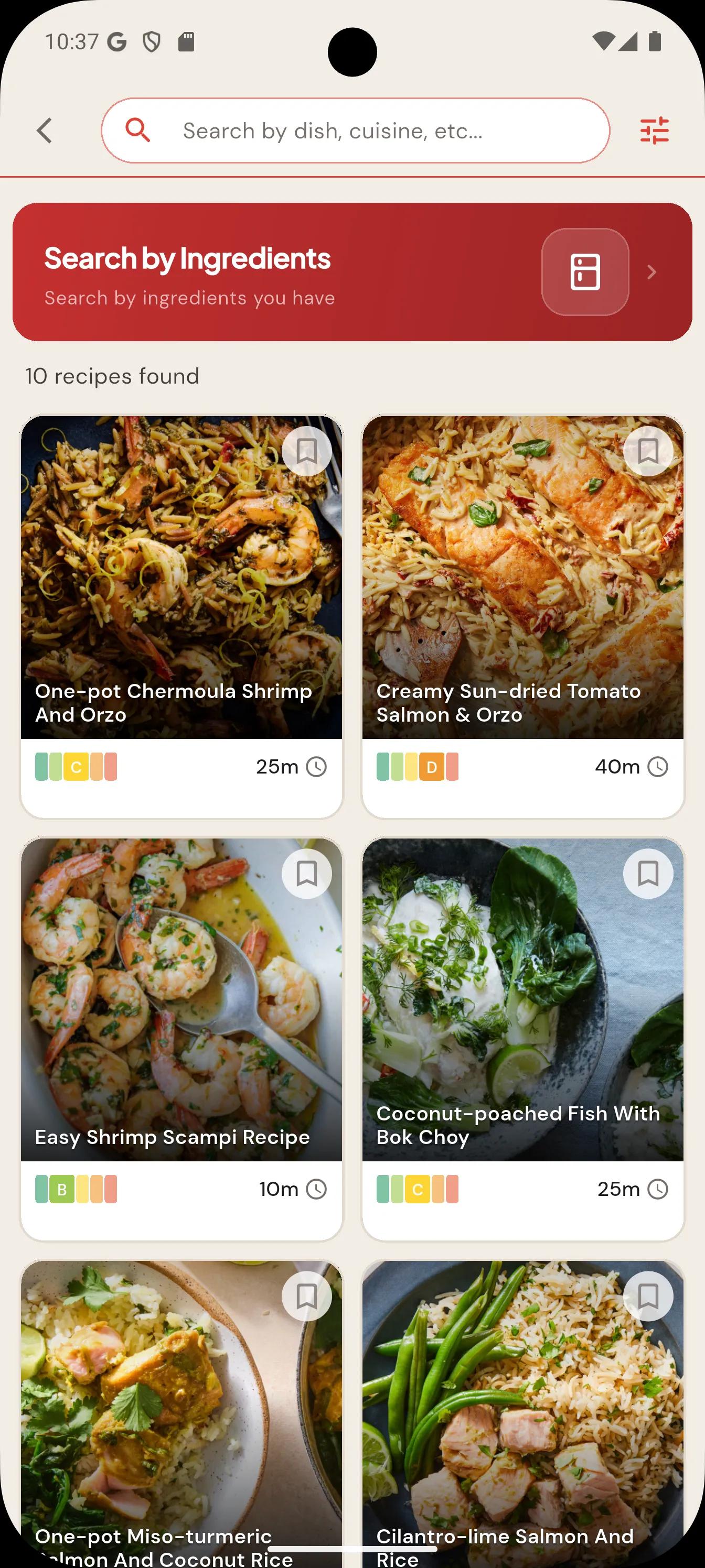 Browse the filtered search results