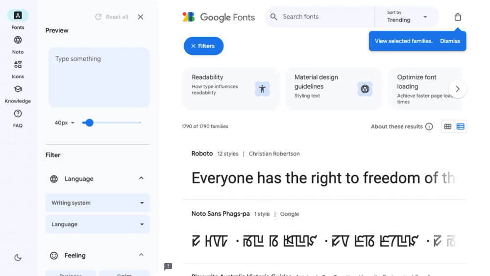 Google Fonts : A vast library of free fonts for web and print use.