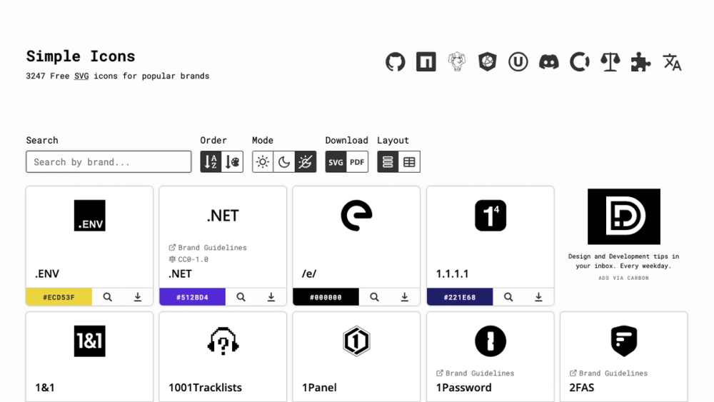 Simple Icons : A collection of brand logos available in SVG format.