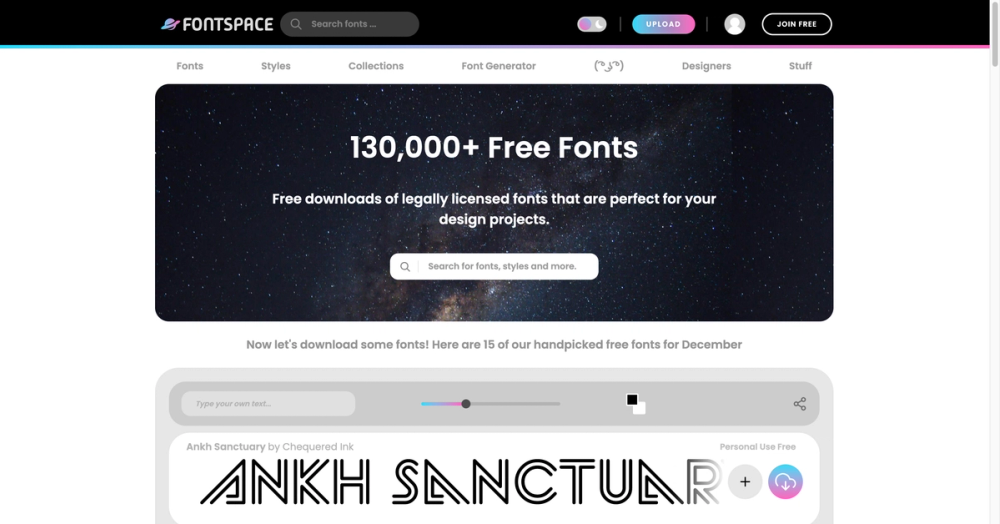 FontSpace : A community-driven platform for free fonts.