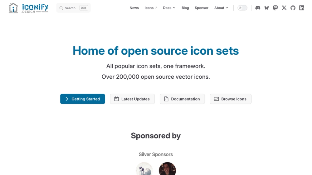 Iconify : A comprehensive icon framework that aggregates multiple icon sets.