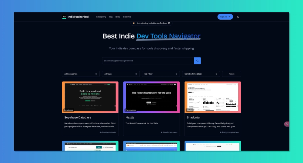 Indie Hacker Tool Home Page