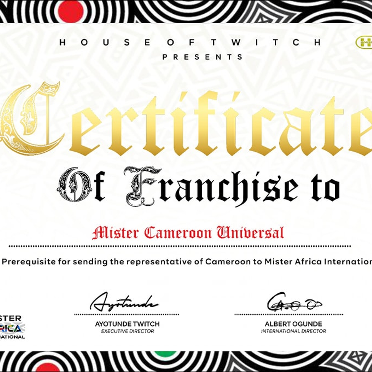 Our certificate of franchise