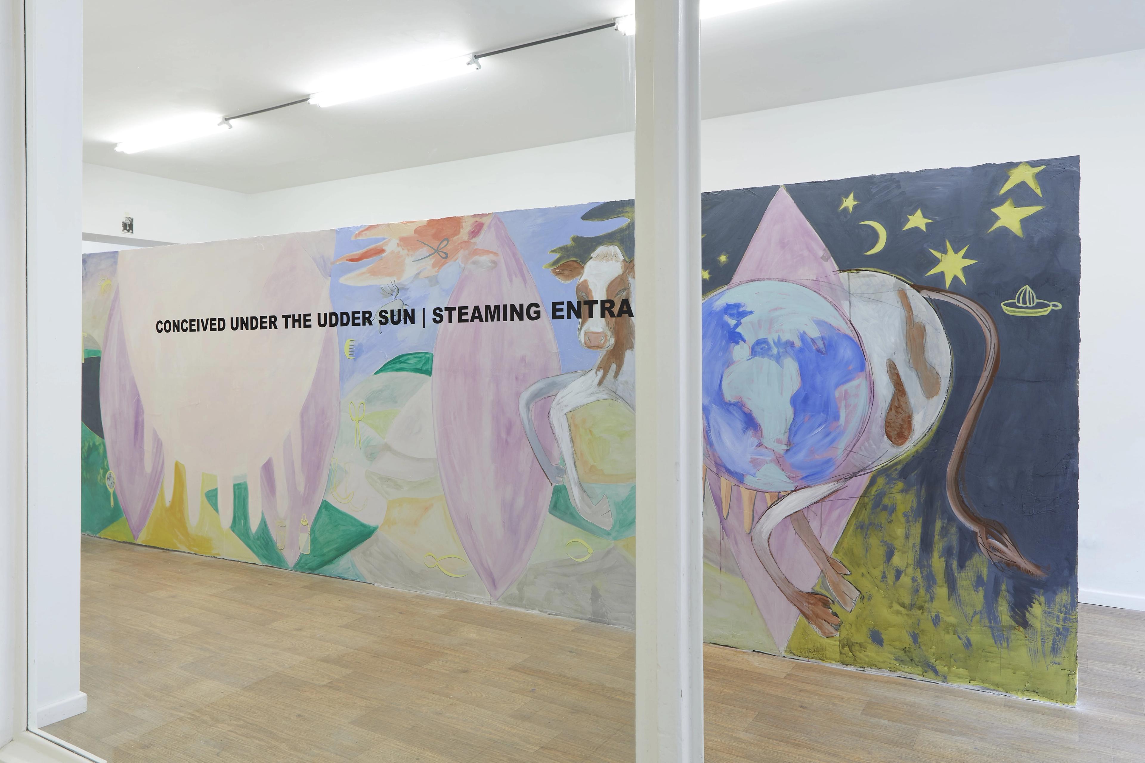 Global Cows, Damien & The Love Guru, Brussels, Belgium, Artists: Vanessa Disler, Tiziana La Melia, Nina Royle, Lucy Stein, Charlott Weise