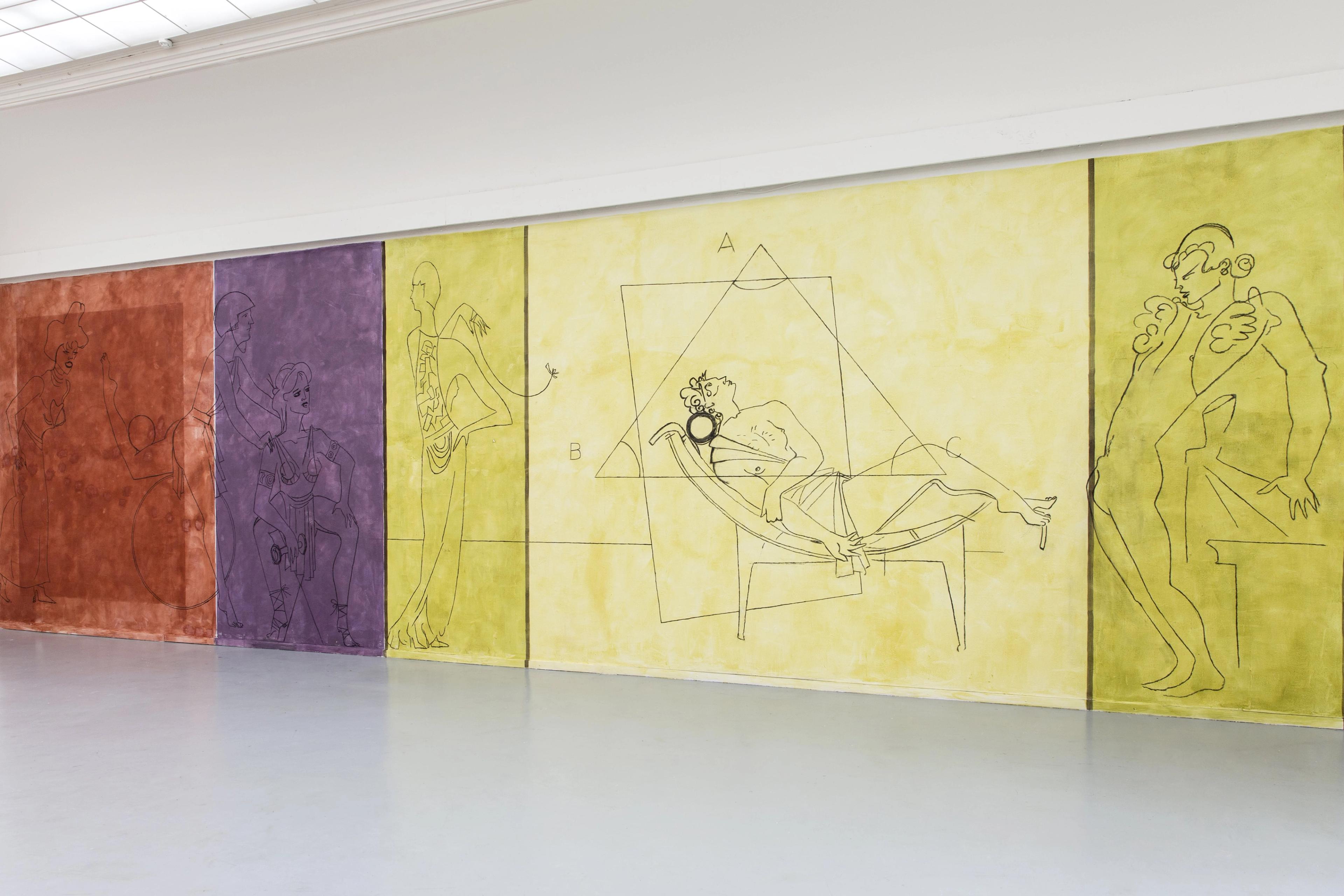 Calisthene at Arti & Amiticiae, Installation View, Mural by Charlott Weise