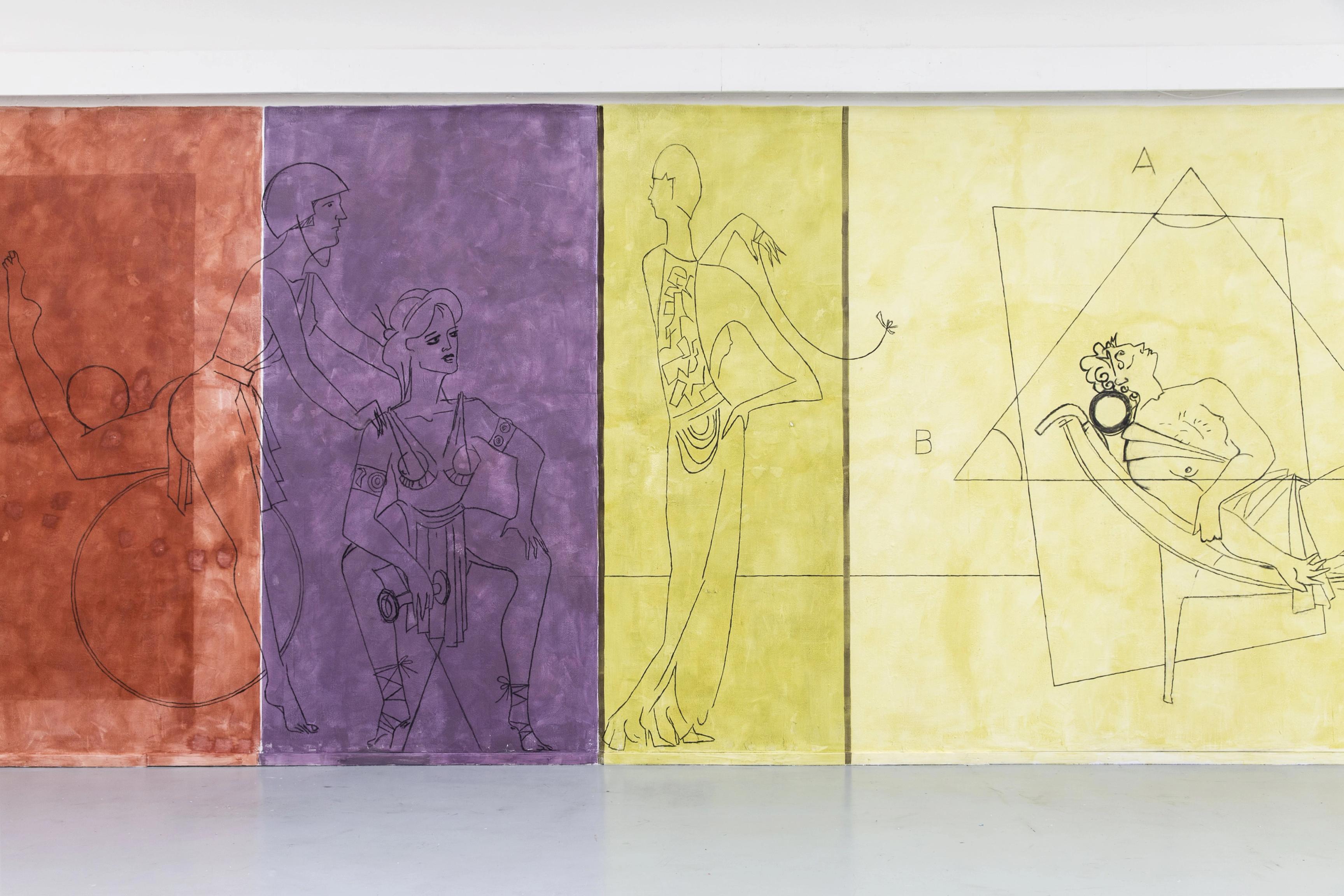 Calisthene at Arti & Amiticiae, Installation View, Mural by Charlott Weise