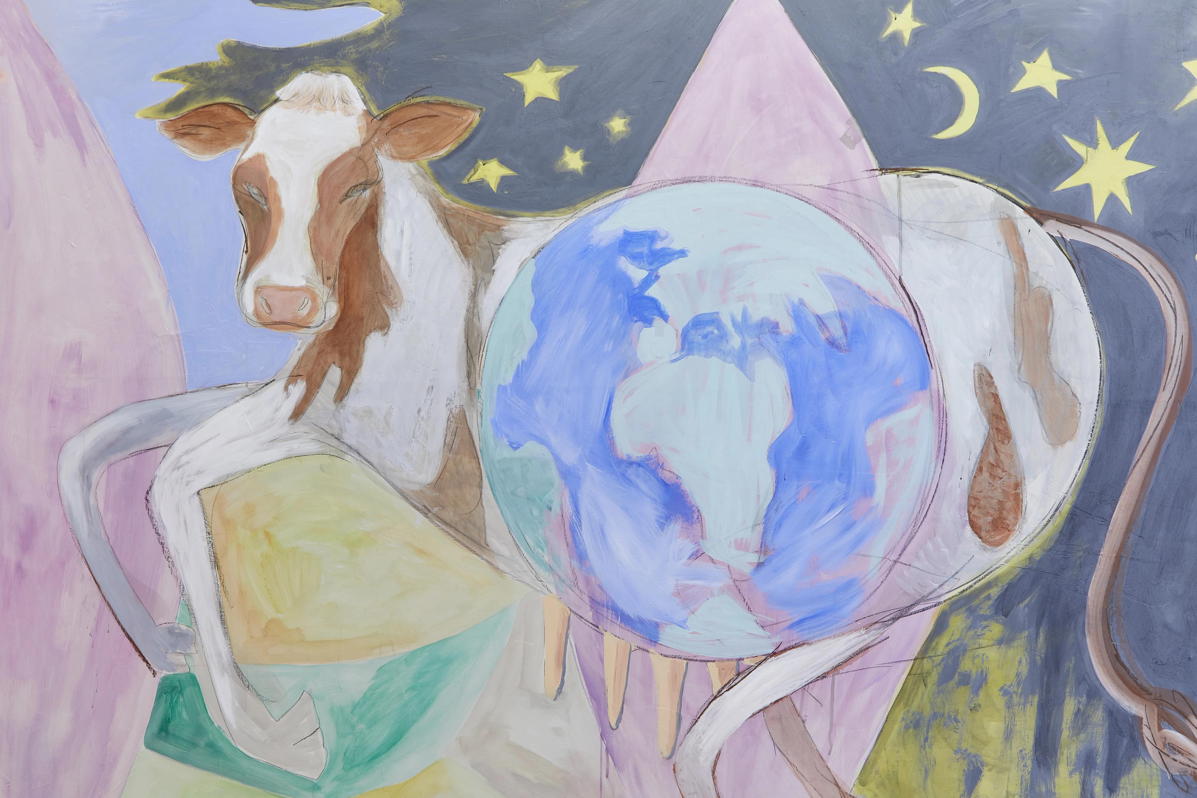 Global Cows, Damien & The Love Guru, Brussels, Belgium, Artists: Vanessa Disler, Tiziana La Melia, Nina Royle, Lucy Stein, Charlott Weise