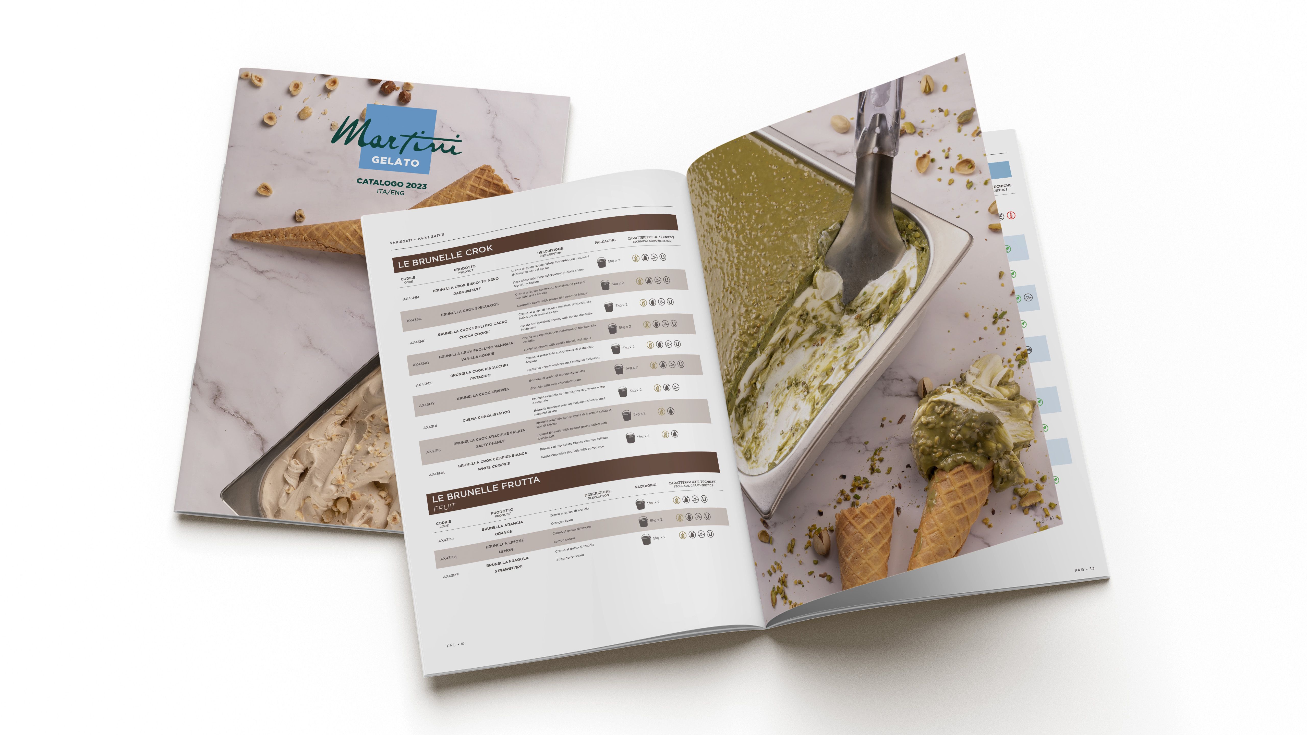 Composition of Martini Professional website screens featuring pastry, dessert, and vegetable cream products and packaging on a white background