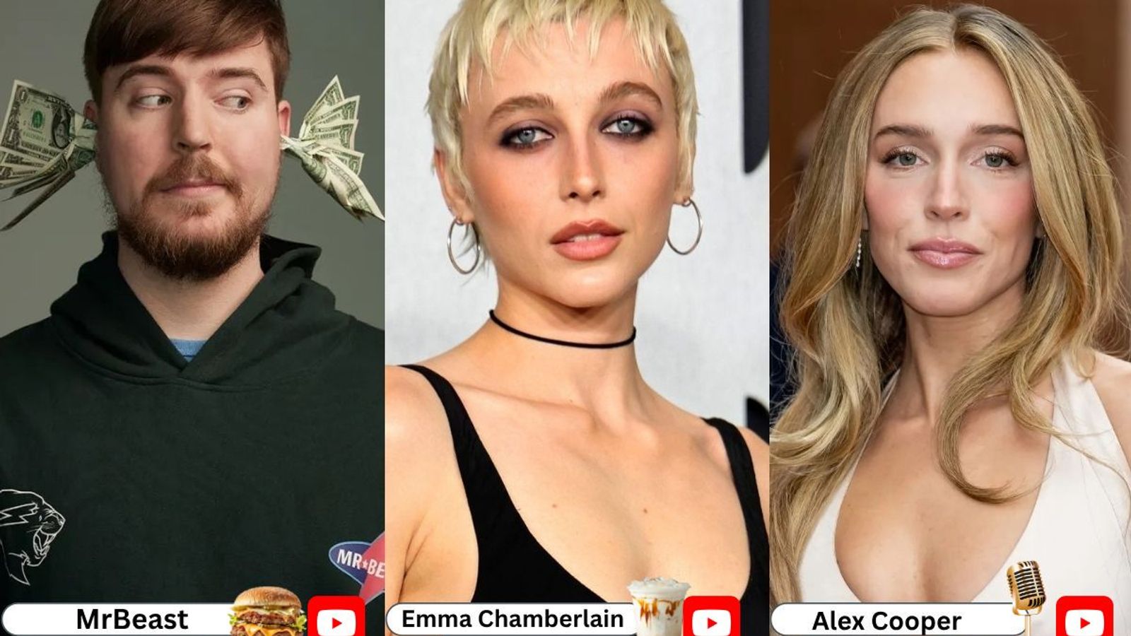 ## 4. Alt Text for Main Image:  Portraits of top creators MrBeast, Emma Chamberlain, and Alex Cooper with small icons representing their business ventures, illustrating the evolution of the creator economy on the Creally marketing platform.