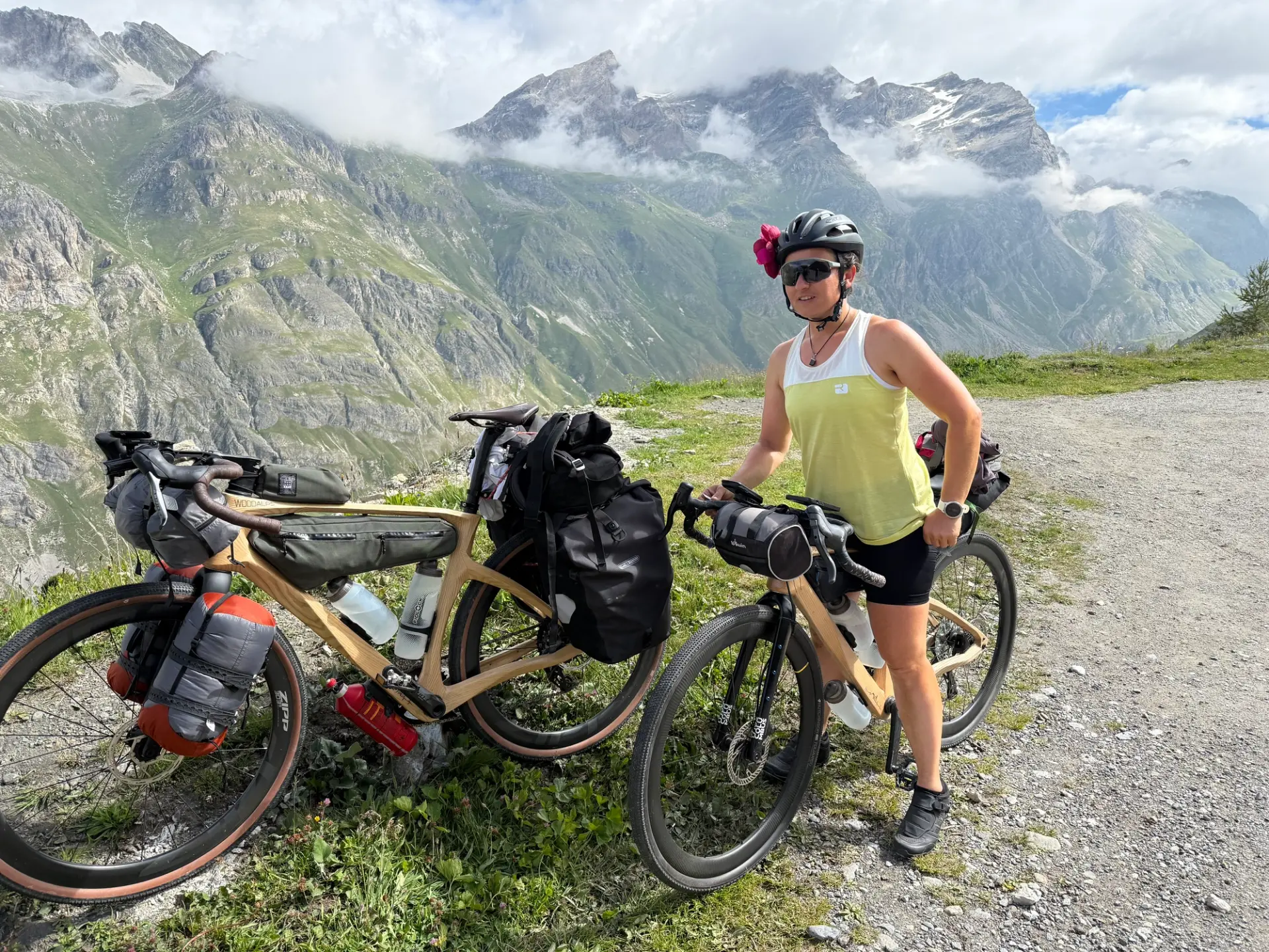 Two WOODALPS wooden bike across the alps