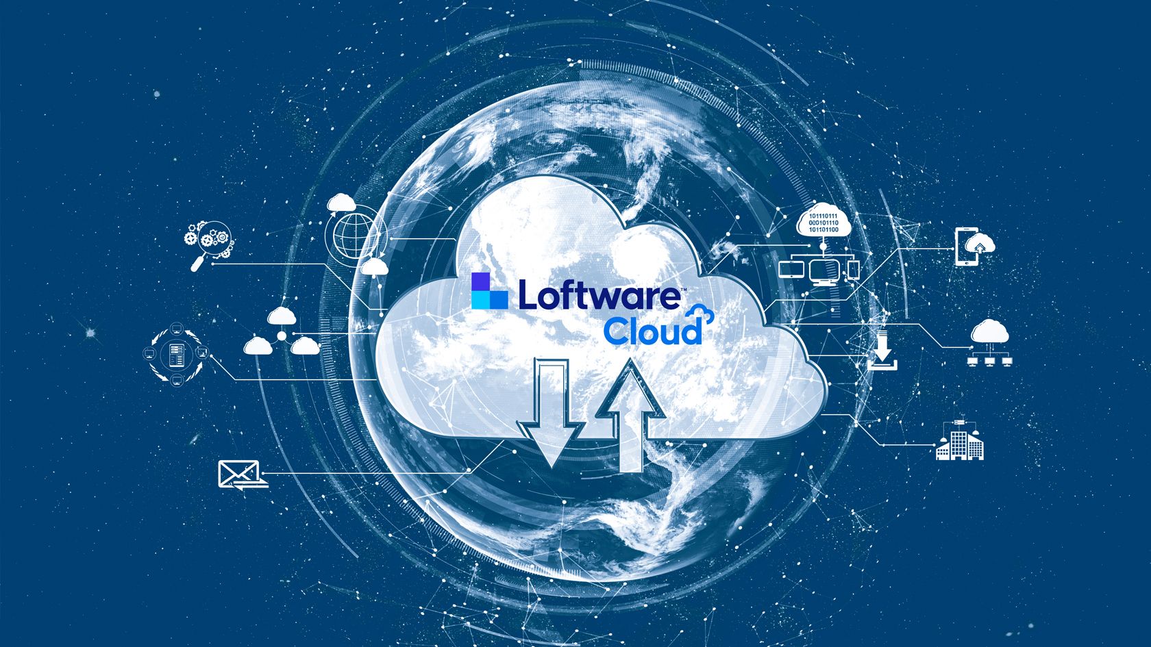 Eine Etikettensoftware hoch oben in den Wolken