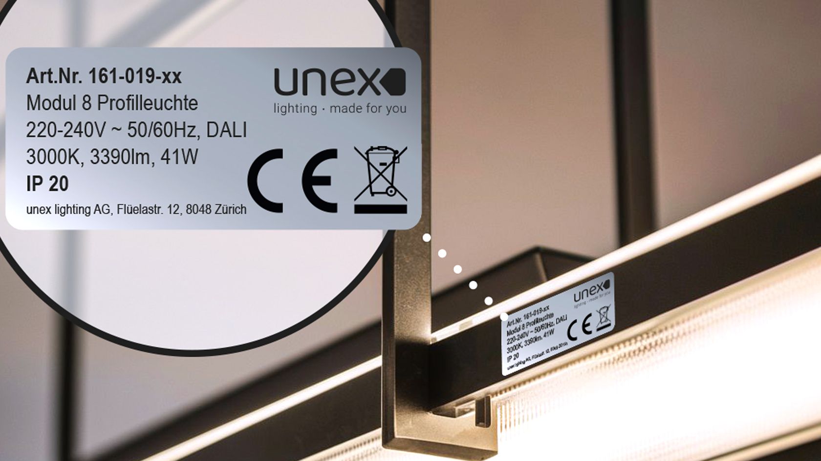 Effiziente Produktkennzeichnung für lineare Leuchten