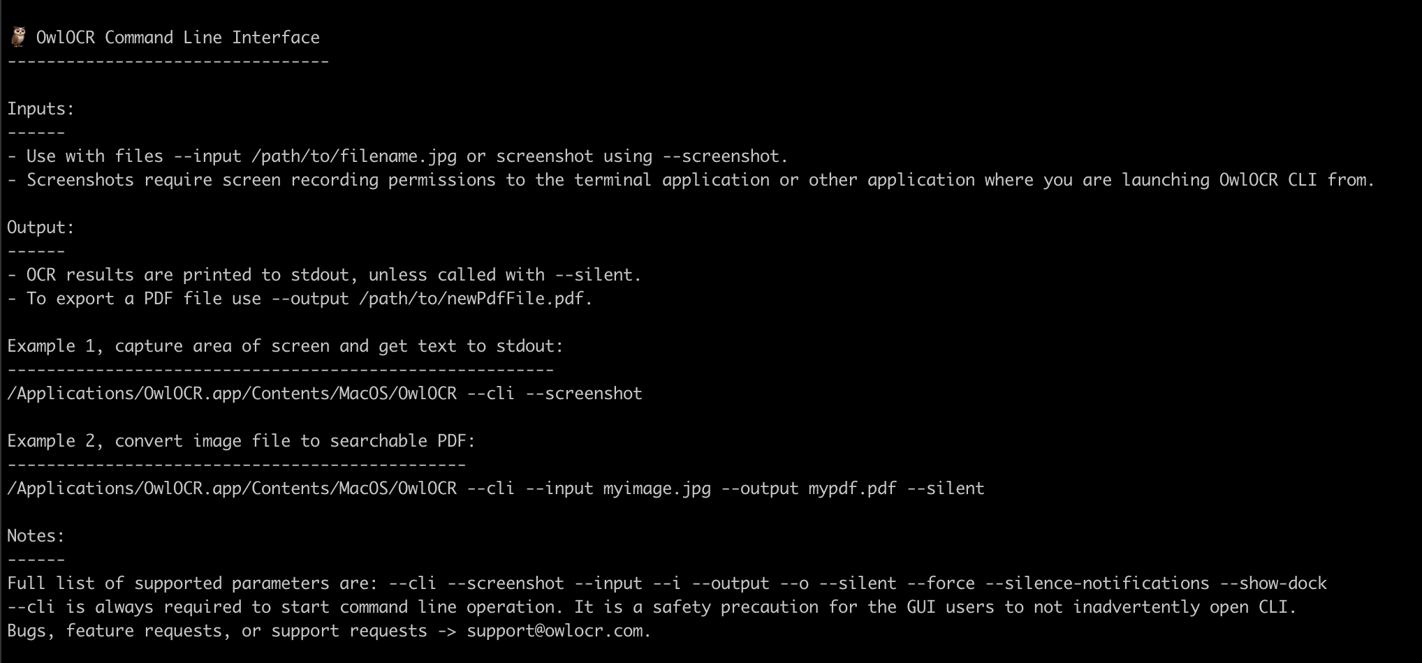 OwlOCR 5 command line interface (CLI) 
