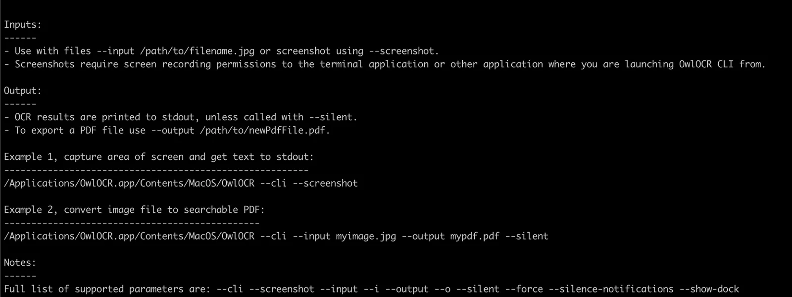 OwlOCR 5 command line interface (CLI)