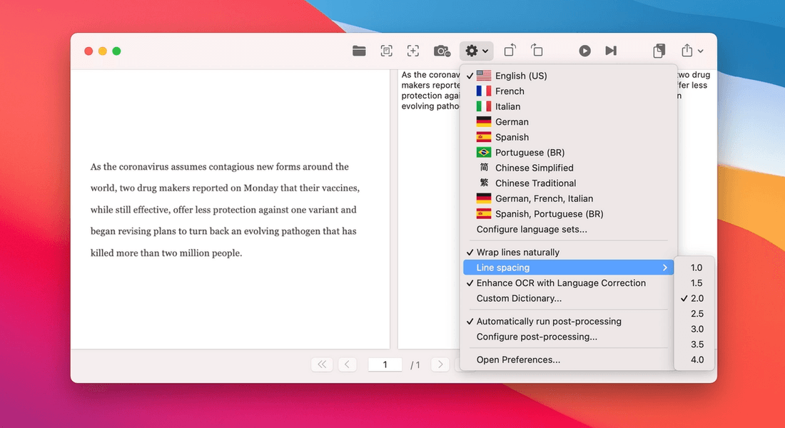 Changing Line Spacing To Correctly Run Ocr Text Recognition On Double Spaced Documents On The Mac Owlocr