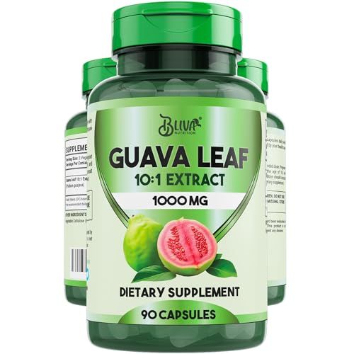 BLIVA Nutrition Guava Leaf Extract Capsules, 1000 mg, 90 Vegetarian Capsules
