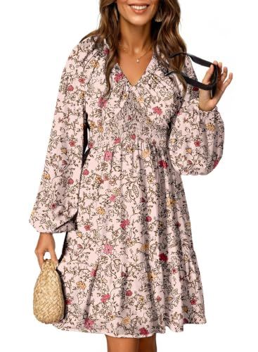 Dokotoo Long Sleeve Bohemian Floral Babydoll Dress