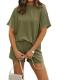SHEWIN Ribbed Crewneck 2-Piece Short Set
