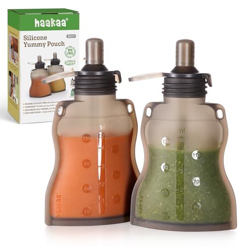 Haakaa Yummy Pouch Reusable Baby Food Pouch, 4oz, 2 Pack