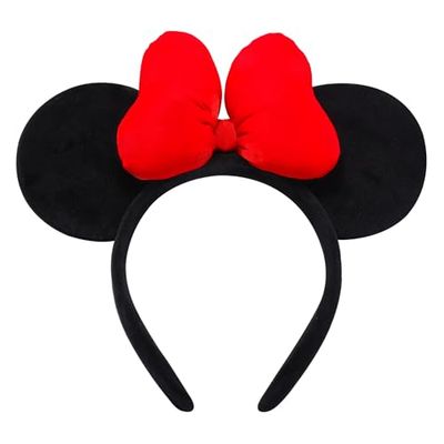 ODOCARE Handmade Mouse Ears Headband, Red Polka Dot Bow