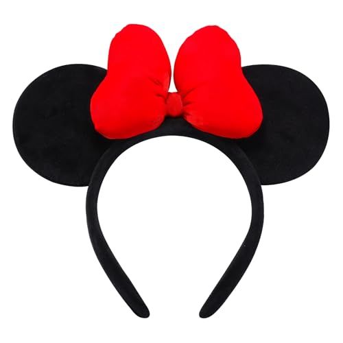 ODOCARE Handmade Mouse Ears Headband, Red Polka Dot Bow