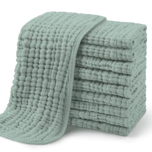 Yoofoss Muslin Burp Cloths, 10 Pack