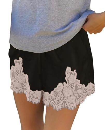 UAURORAO Satin Lace-Trim Lounge Shorts