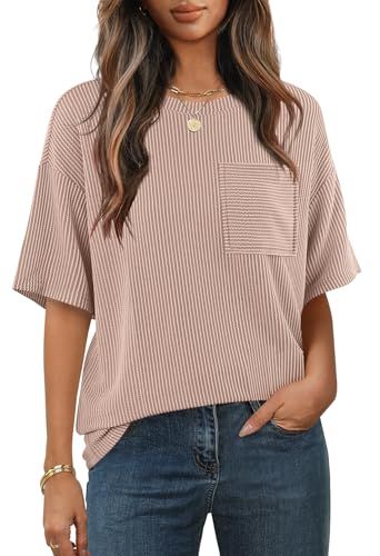MEROKEETY Oversized Textured Short-Sleeve Tunic Tee