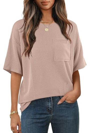 MEROKEETY Oversized Textured Short-Sleeve Tunic Tee