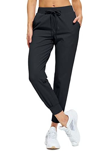 Libin Women's Joggers Athletic Sweatpants with Pockets, Black, L