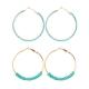 Colorful Bling Bohemian Beaded Hoop Earrings, 2 Pairs