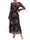 AUMORA Women's Long Sleeve Floral Mesh Maxi Dress