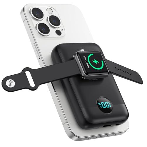 Pxwaxpy 4-in-1 Magnetic Wireless Power Bank 10800mAh with LCD Display