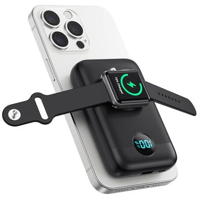 Pxwaxpy 4-in-1 Magnetic Wireless Power Bank 10800mAh with LCD Display