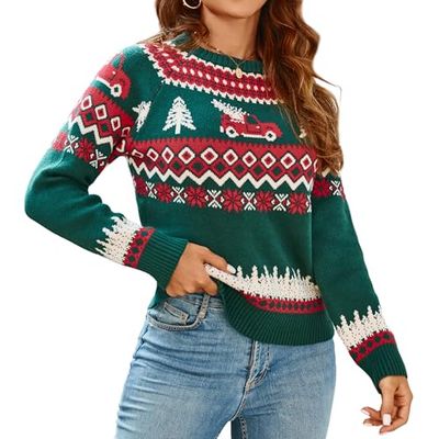 ZAFUL Christmas Snowflake & Truck Knit Sweater