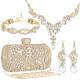 Quelay 4-Piece Rhinestone Bridal Jewelry & Handbag Set