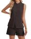 AUSELILY Waffle Knit Tank & Shorts Lounge Set