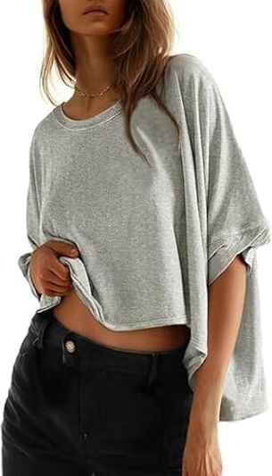 Dokotoo Oversized Crop T-Shirt, Casual Blouse