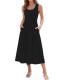 AUMORA Sleeveless Scoop-Neck A-Line Maxi Dress w/ Pockets