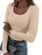 Zeagoo Square Neck Long Sleeve Work Top